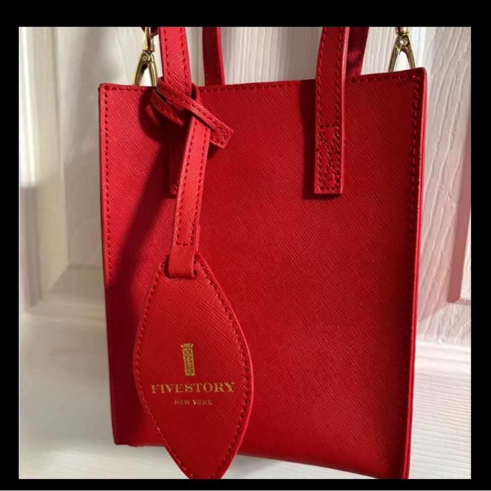 Vibrant Red Crossbody Bag with Textured Leather and Silver Hardware